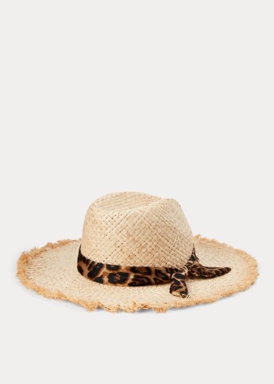 Sombreros Ralph Lauren Mujer Leopardo / Beige - Leopard-Bow Raffia Sun - CENQO3851